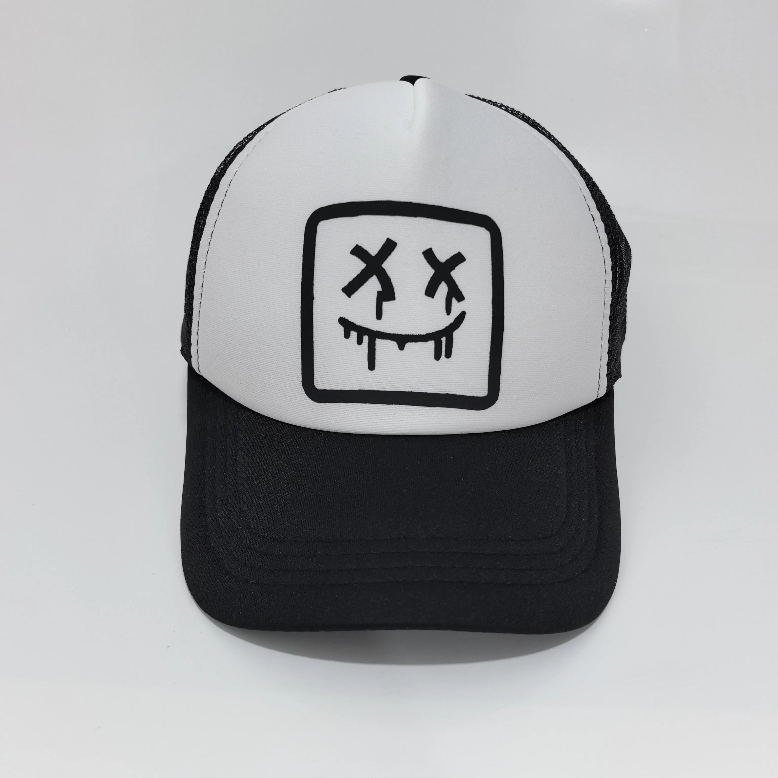 Funny Drip Smiley Face Trucker Hat Men Women Mesh Baseball Cap Adjustable Snapback Hip Hop Streetwear Outdoor Sun Hat Multi‑colo