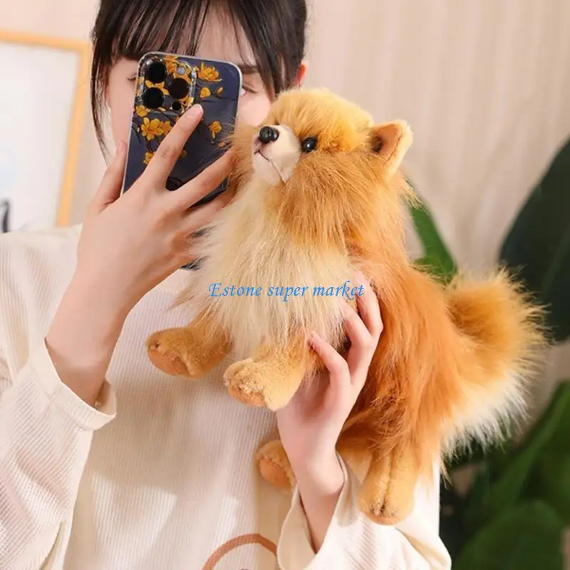 

090B Simulation Pomeranian Plush Dog Comfort Toy Home Decoration Stuffed Animal Toy