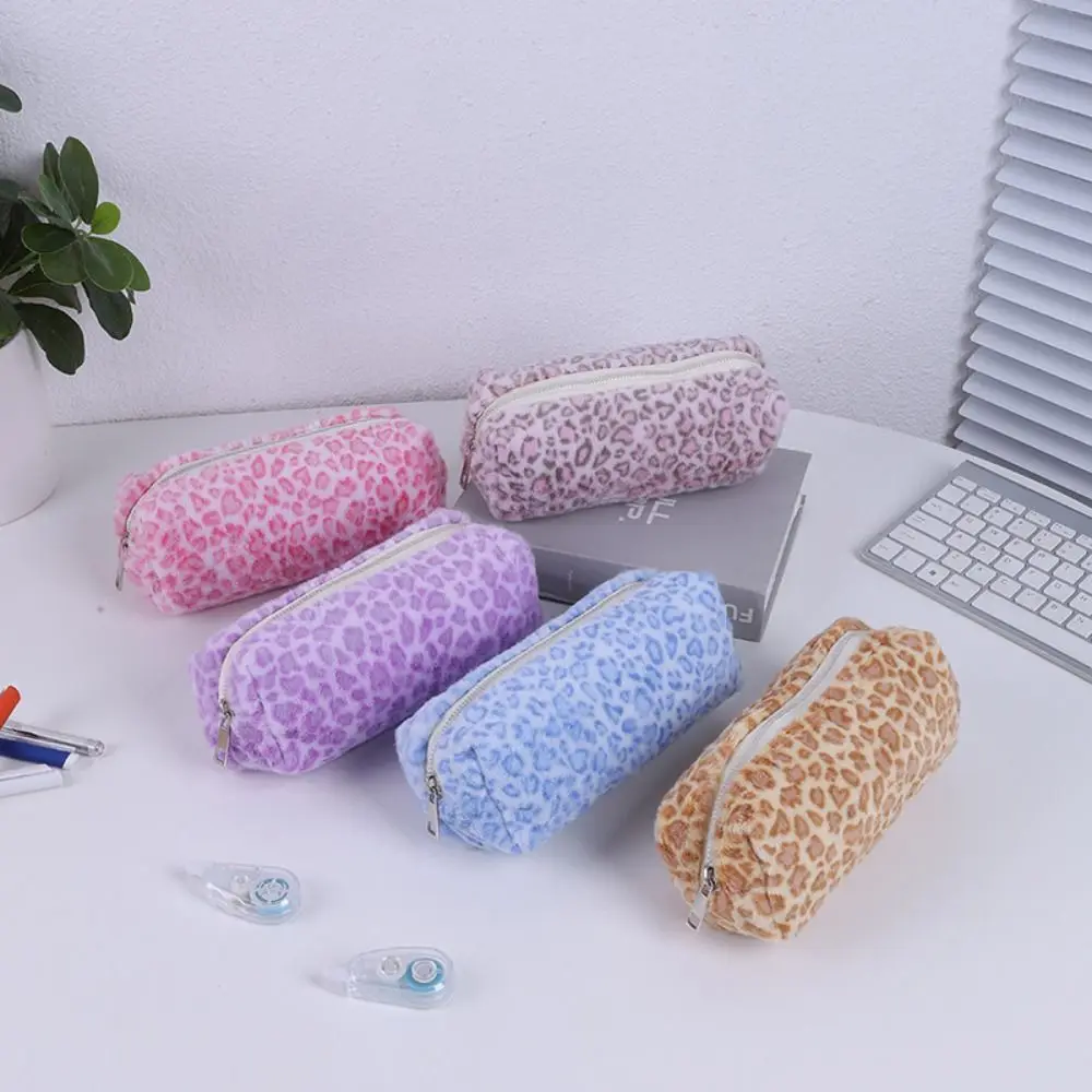 High Quality Pen Bag Leopard Printted Pattern Large Capacity Stationery Storage Bag Stationery Organizer Student Gift