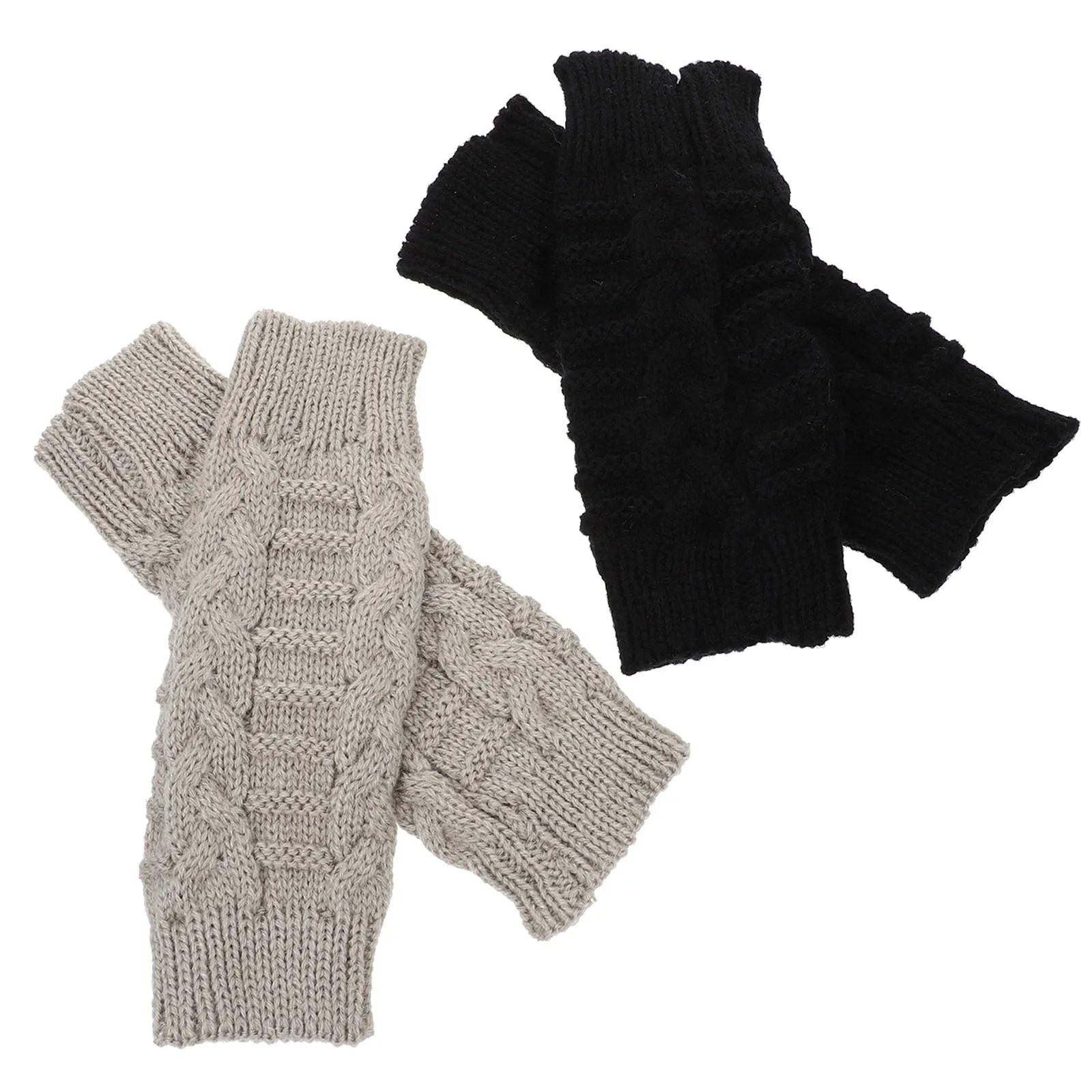 

2Pairs Warm Women Gloves Outdoor Thermal Half-Finger Gloves Wear-Resistant Cold-Proof Skiing Riding Mountaineering