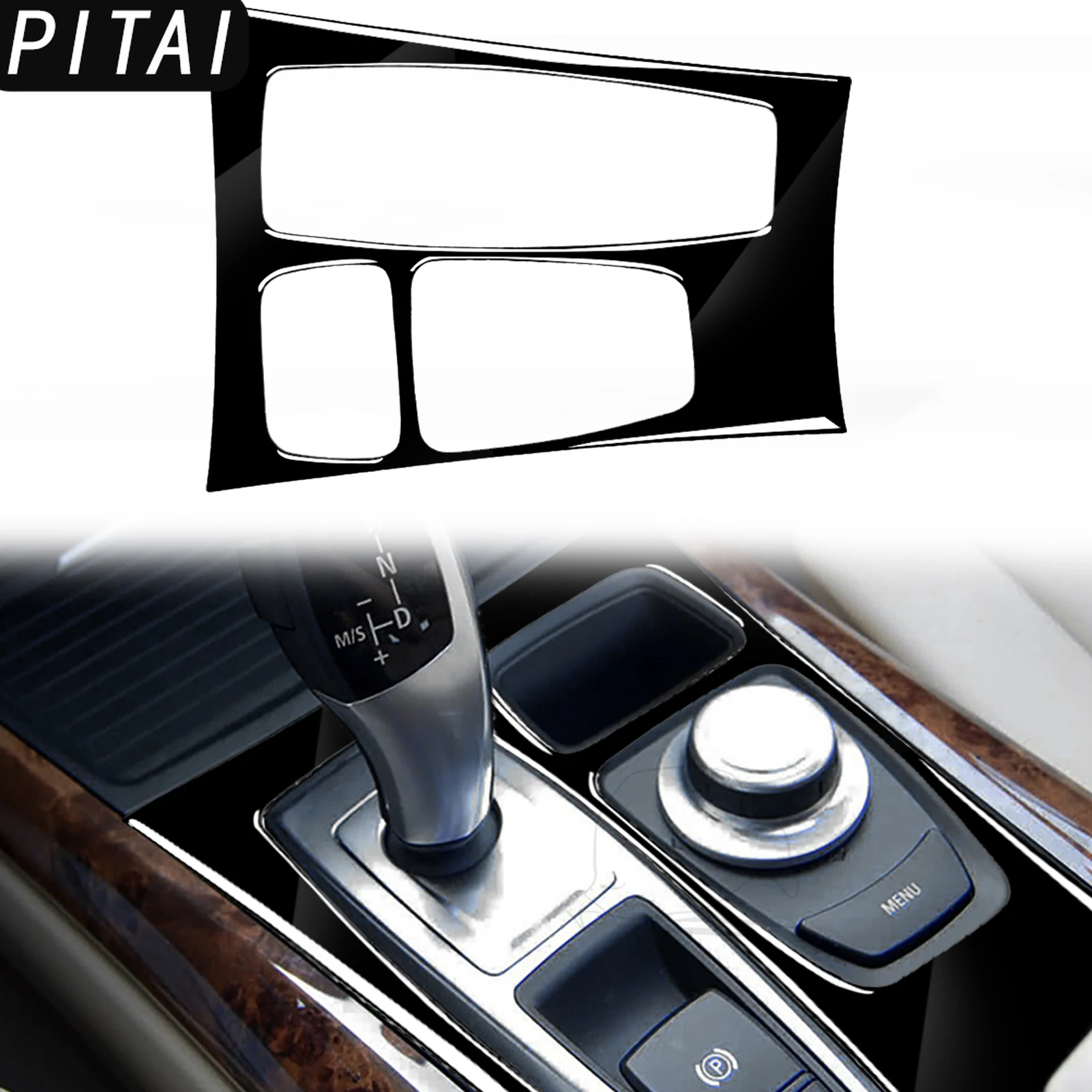 For BMW X5 E70 2008-2013 X6 E71 2009-2014 Piano Black Center Console Gear Shift Panel Trim Strips Car Accessories Sticker