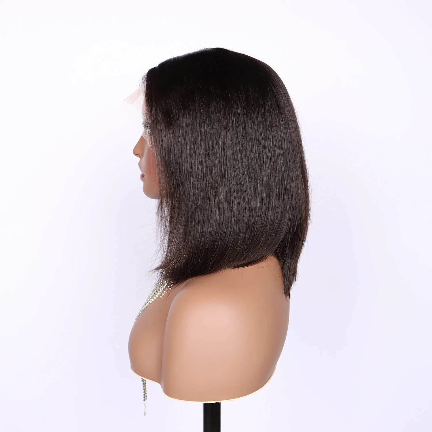 SWANEE-Perruque Bob Brésilienne Sans Colle, Cheveux Naturels Lisses, Dentelle Transparente