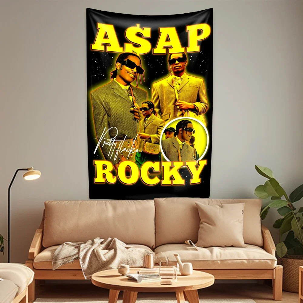 Asap Rockys Flags Rapper Tapestry Room Decor Aesthetic Music Album Art Posters Wall Hanging Bedroom Concert Background Fans Gift