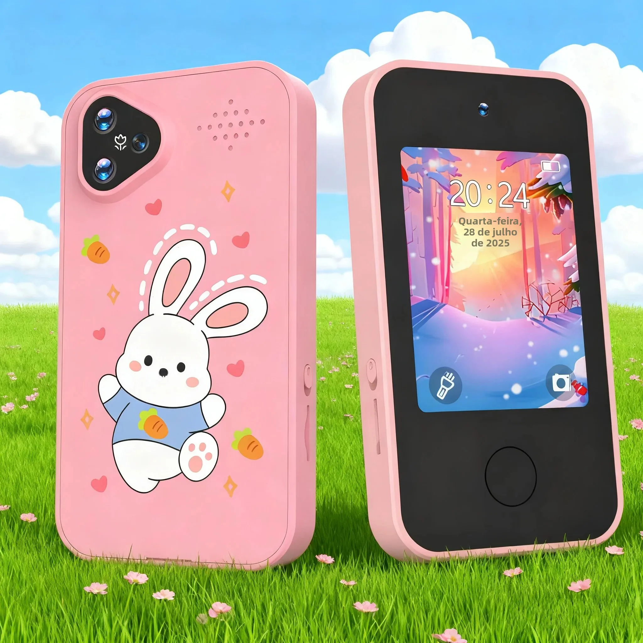 【スマートフォン】28インチ-キッズスマートフォン-女の子向け--デュアルカメラ--usb--600maバッテリー--ゲーム＆音楽＆アラーム＆電卓、子供用カメラ