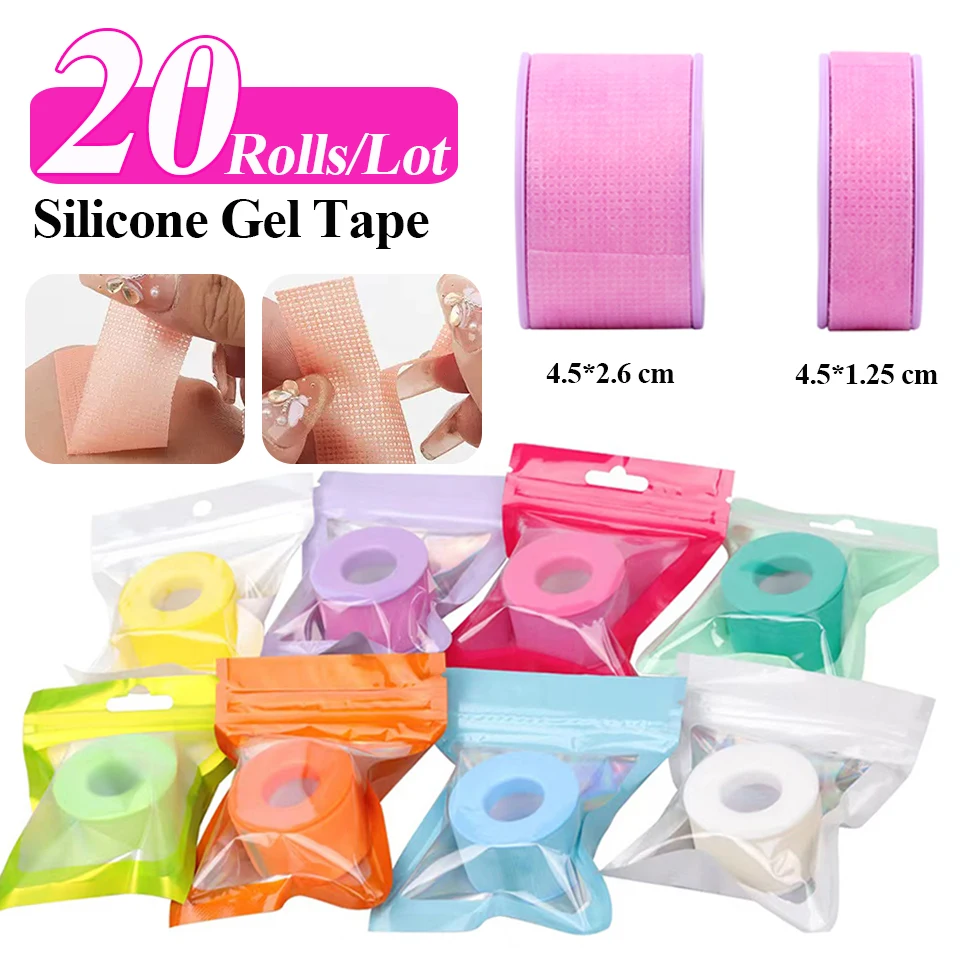 NEW 20Rolls Non-Woven Silicone Gel Tape Sensitive Skin Multi Use Breathable Microporous Color Gel Tape Eye Pad Makeup Patches view 2