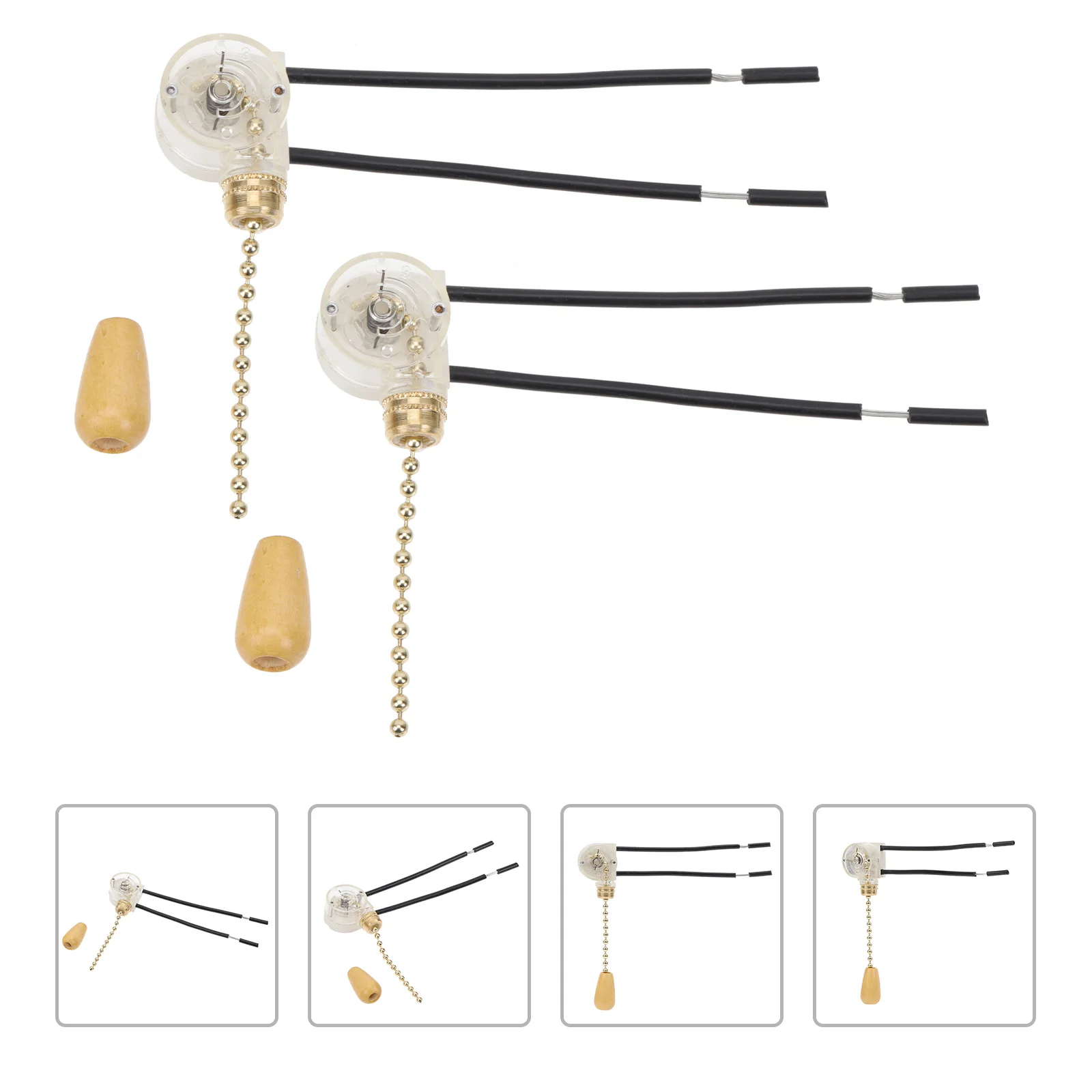 

2pcs Durable Lamp Pull Chains Ceiling Bedside Accessories Pullswitch Replacement Simple Chain For Light Controlling