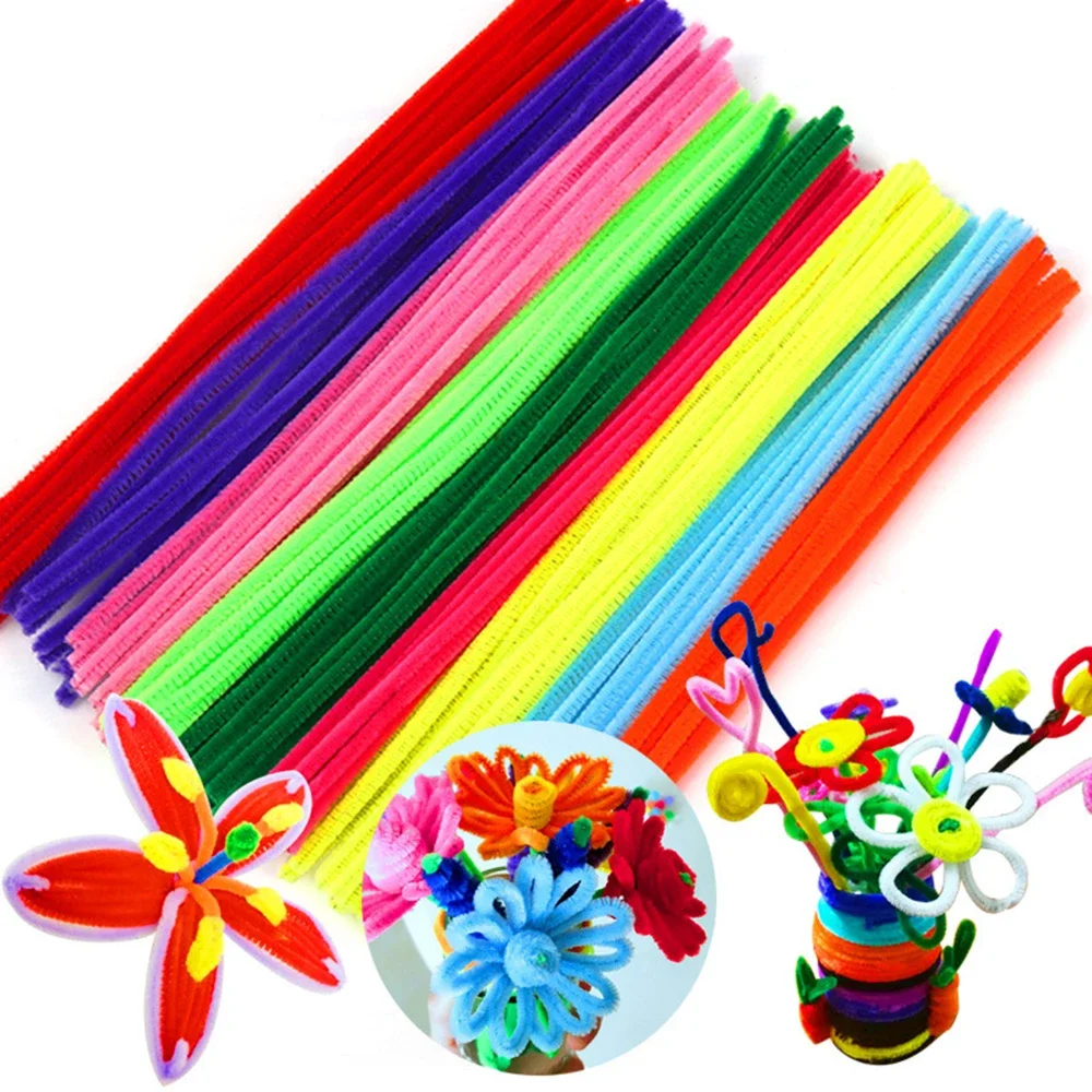 100/50 Stück Chenille-Stiele in 22 Farben, Chenille-Pfeifenreiniger-Stiele für Kinder-Bastelprojekte und Dekorationen (6 mm x 12 Zoll) – Detail 9