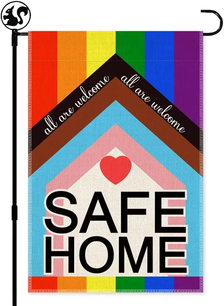 All Are Welcome Garden Flag, Double Sided Farmhouse Lawn Outdoor Decor Yard Flags, Inclusive Equality Diversity Flag, LGBTQ  hhz