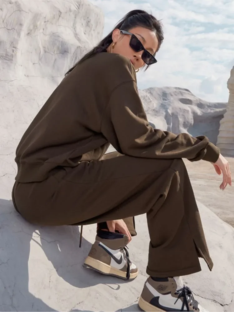 المرأة الخريف أزياء رياضية عارضة طويلة الأكمام البلوز مجموعات قطعتين مجموعة الربيع بلون جولة الرقبة البلوز السراويل الدعاوى