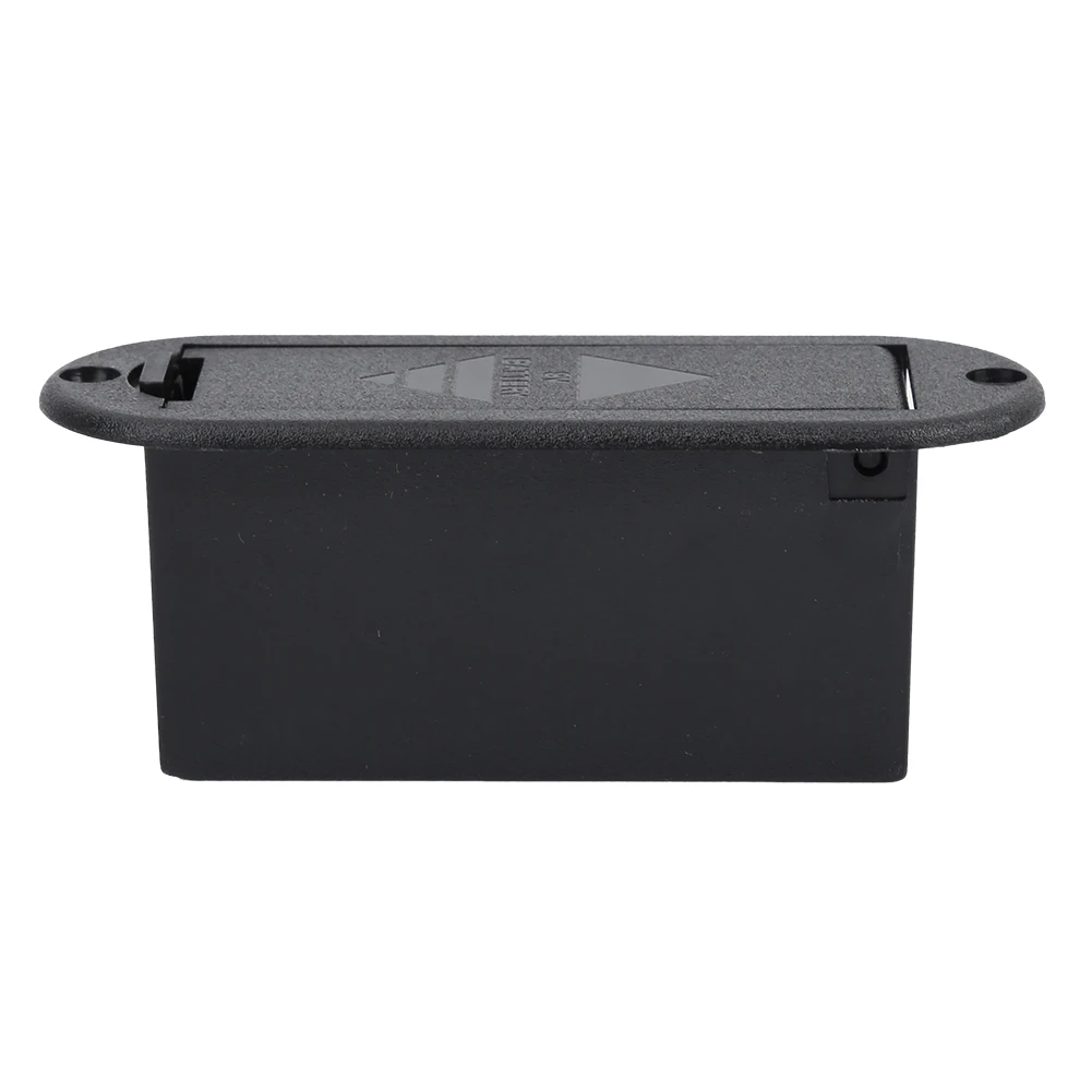PU Leather Electric Guitar Bass Pickup 9V Battery Cover Holder Case Bag Organizer Box