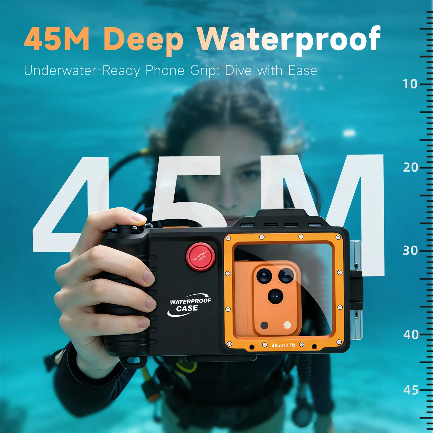 45M/147ft Large Size Waterproof Case for Honor Magic 8 Pro Funda Submersible for Xiaomi 17 Ultra Mi 15T iPhone 17ProMax S26Ultra