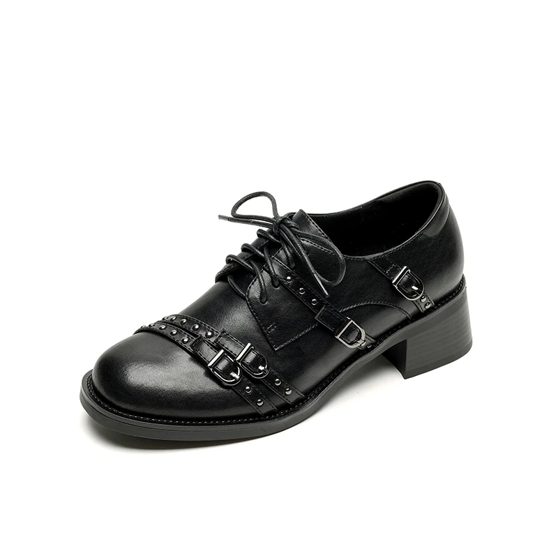 الصلبة اللون مضخات النساء جلد العجل جولة تو الربيع أزياء السيدات اللباس أحذية كعب سميك 4.5 سنتيمتر اليدوية