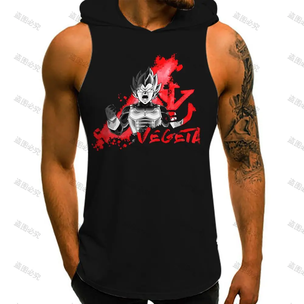 Dragon Ball Z Goku Kamizelka Z Kapturem Kamizelki Bez Rękawów Mężczyźni Tank Top Odzież Na Siłownię Mężczyźni Moda Vegeta Harajuku Styl Anime High Street