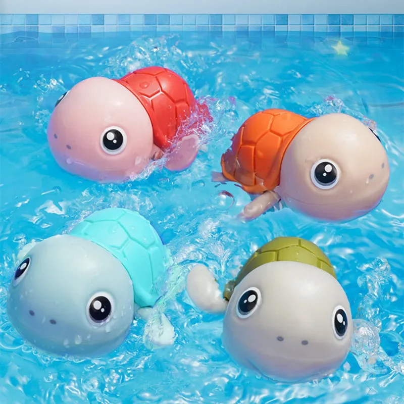 1PCS Baby Bath Toys Cute Cartoon Tortoise Whale Animal Toddler Water Toy Infant Swim Chain Clockwork Summer Time Kids Toy