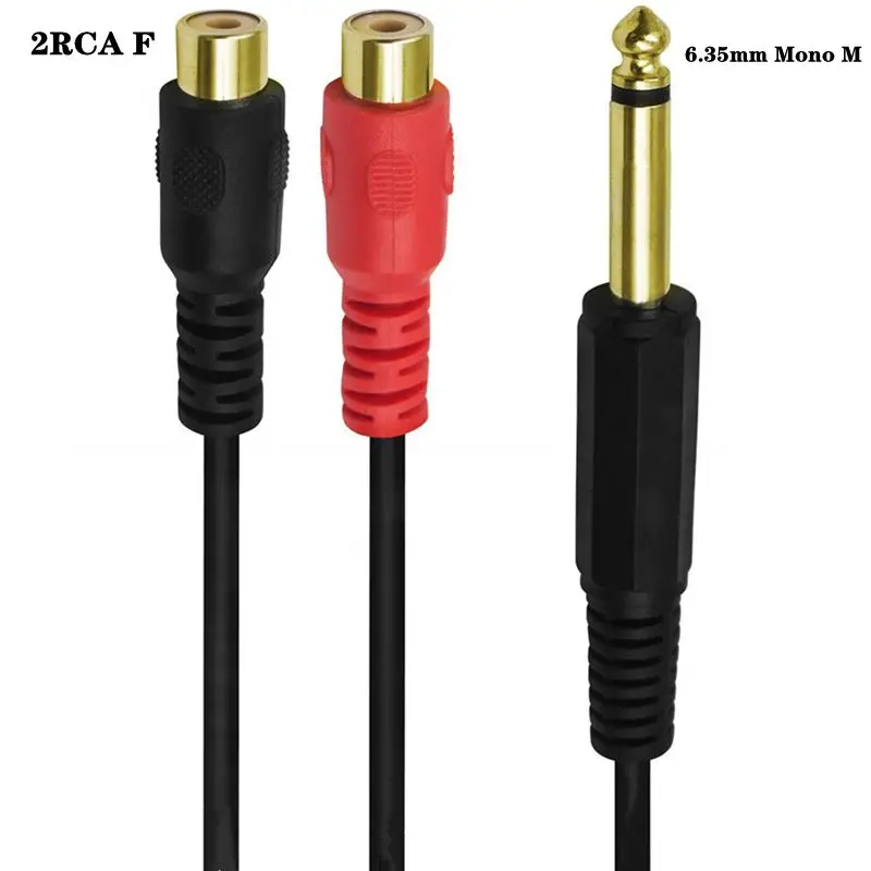 Cable de Audio tipo Y 1/2 de 6,35mm, Conector de canal único/Doble A 2RCA Lotus, estación madre FM, micrófono