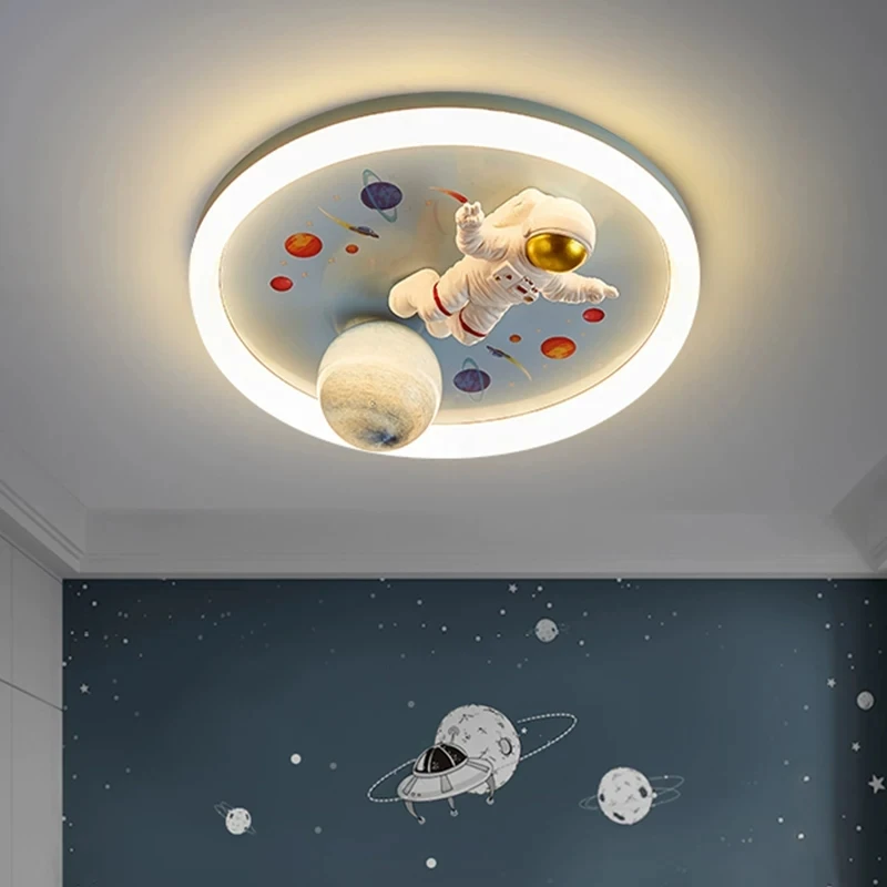 

Remote LED Moon Astronaut Ceiling Lights Childrens Room Study Boy Bedroom Cartoon Space Ceiling Lamp Lustre Baby Kids Chandelier