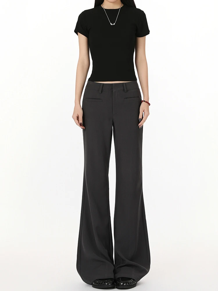 

High Waist Wide Leg Suit Pants ey Loose Fitting Casual Trousers for Taller Women Spring Summer Slimming Drapey Sle