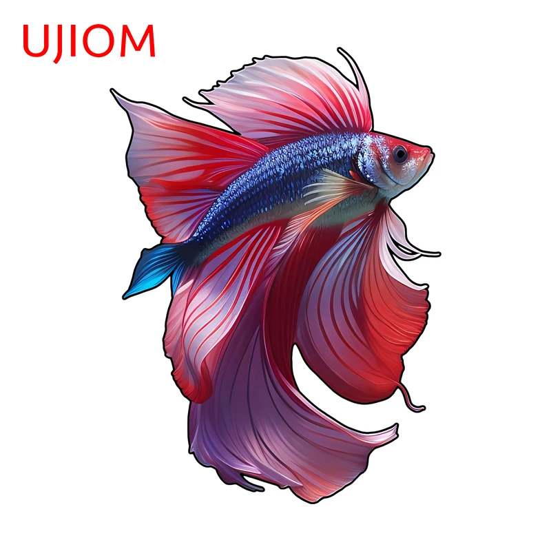UJIOM Creative Fancy Betta Fish Girl Wall Stickers Cool Suitcase Furniture Decals High Quality Eye-catching Living Room Decor