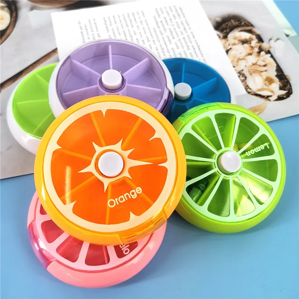 Portable Pill Box Weekly Rotating Split Fruit Points Drug Carry With You Mini Medicine Boxs Medicine Travel Pillbox