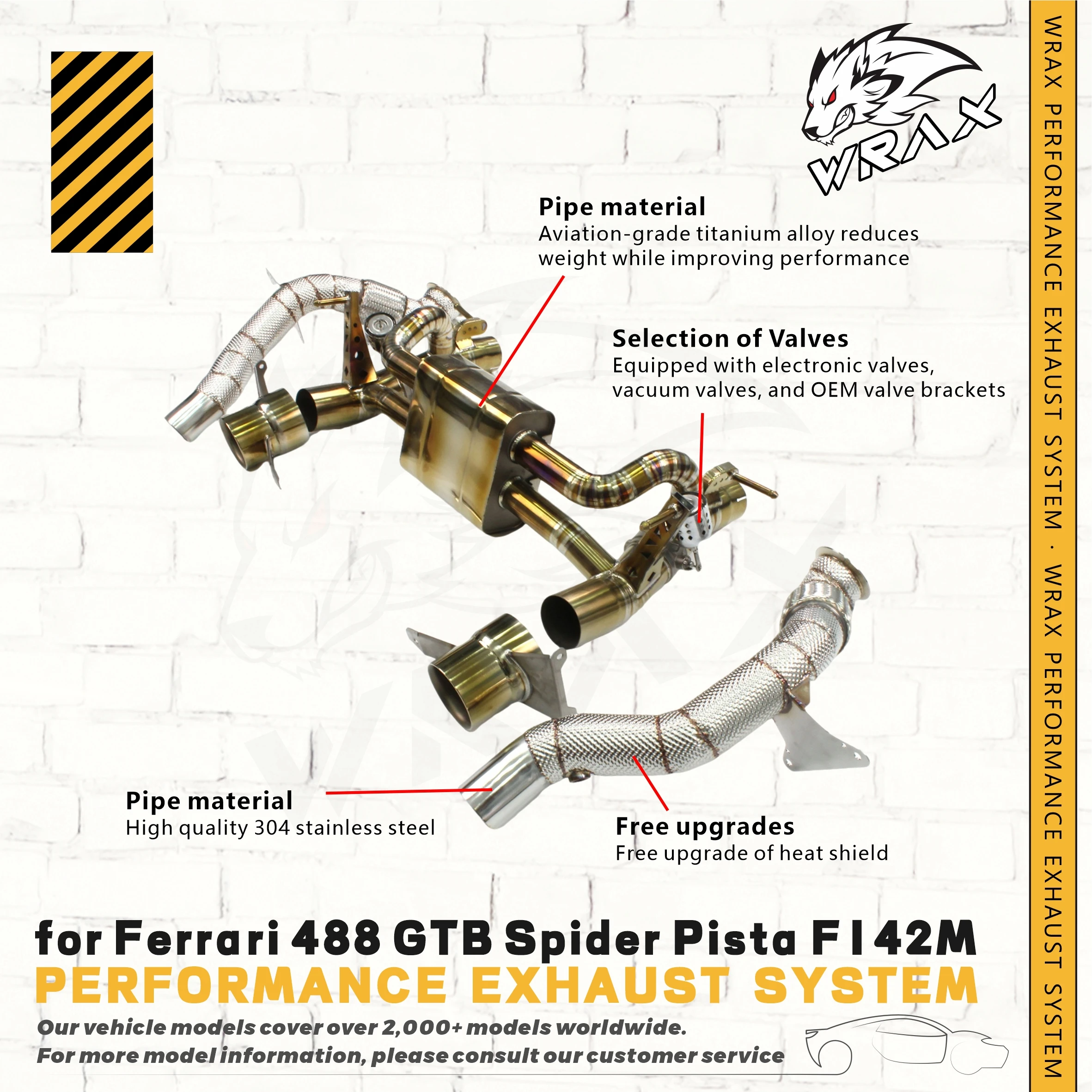 

WRAX Supercar Complete Exhaust for Ferrari 488 GTB Spider Pista F142M Titanium Catback with Tips High Flwo Sports Sonud