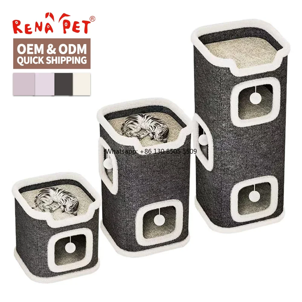 Wholesale One Two Three Layer Luxury Sisal Scratcher Cat House Tree