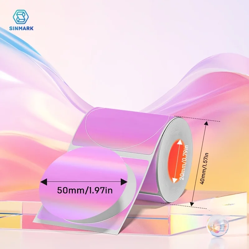 4 Rolls of Holographic Thermal Lable Paper, Thermal Printer Stickers - Compatible with SK20/SK35/SK45/M110/M220 Label Printers