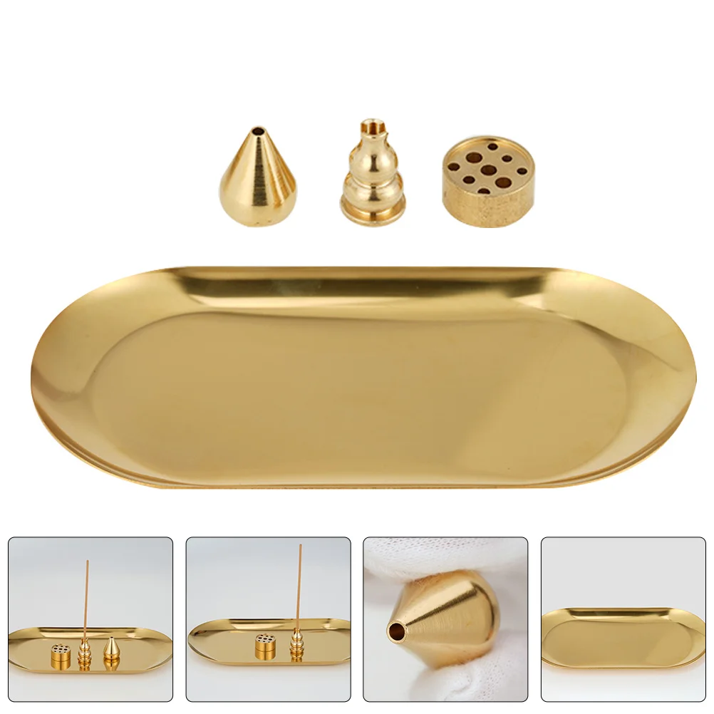 

1Set Retro Mini Incense Burner Brass Stick Holder Exquisite 9 Hole Design for Home Study Bedroom Tea Rituals Desktop Decoration
