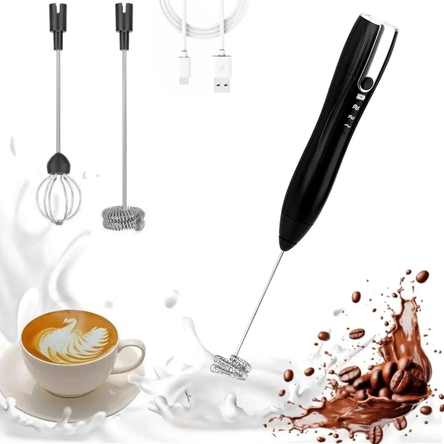 Rechargeable  Powerful Milk Frother  Foam Maker for Lattes - Whisk Drink Mixer for Coffee,  Foamier for Cappuccino, Frappe, Matc