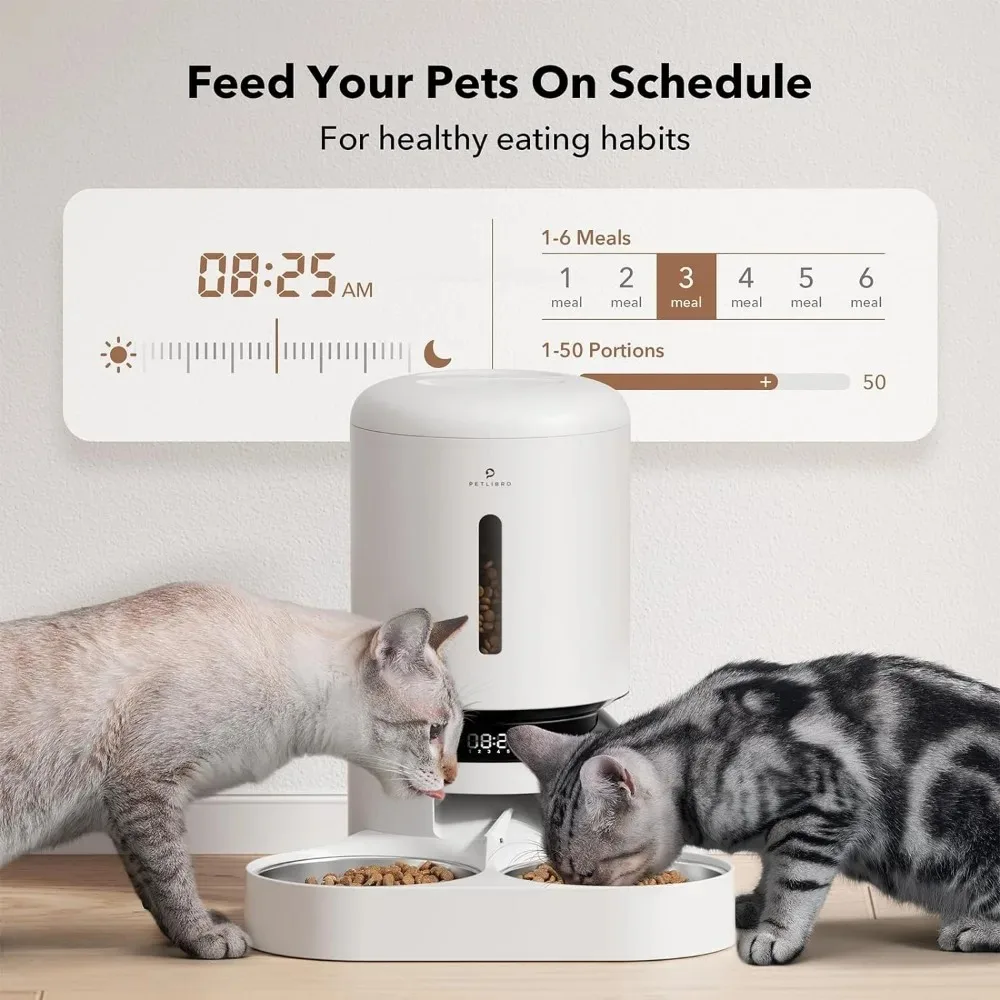 Automatic Cat Food Dispenser 5L Auto Cat Feeder Dry Food Dispenser With Splitter & 2 Stainless Bowls Dog Pet Home Freight free