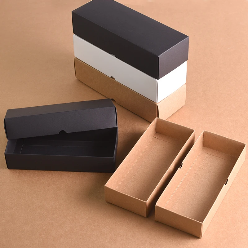 

15pcs- Rectangle Kraft Paper boxes White Craft Gift Box for socks underwear towel scarf packaging 3 Colors