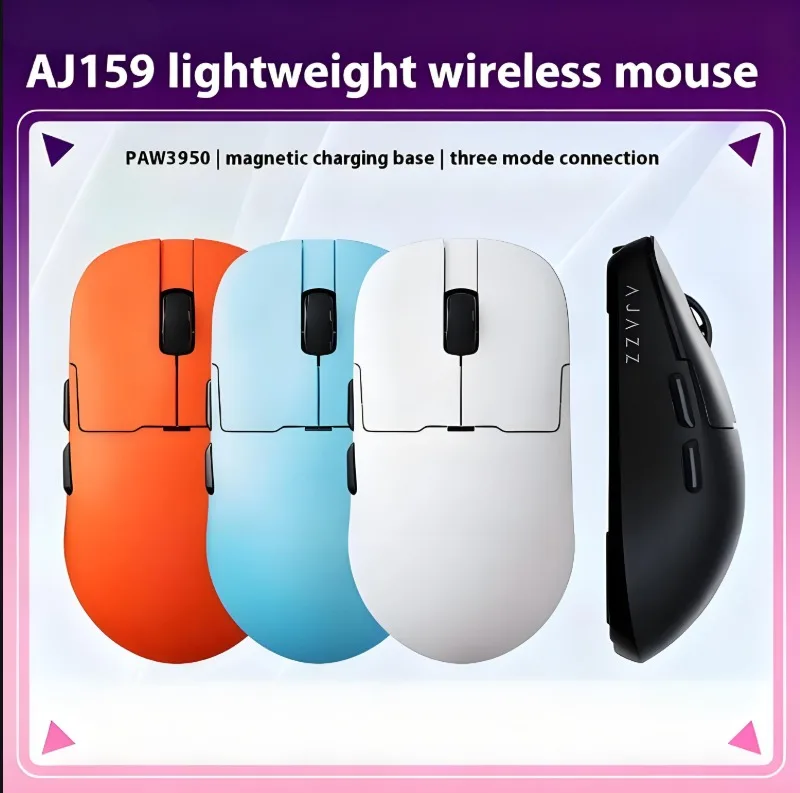 

Беспроводная игровая мышь Ajazz Aj159 Apex, трехрежимная PAW3950, 8K, магнитная, легкая, шелковистая, портативная игровая мышь для ноутбука