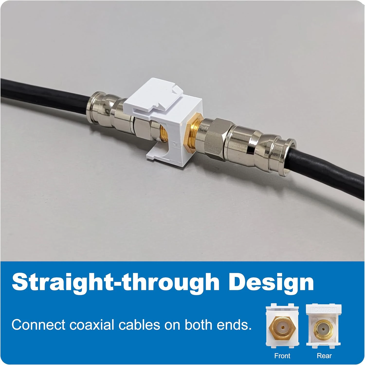2-20Pcs 3GHz Coaxial Cable Connector Coax Keystone Jack Insert F-Type RG6 Cables Extender Female to Female for Wall Plate Patch