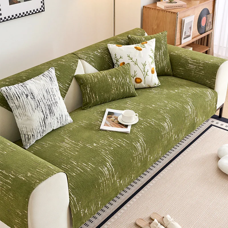 Chenille striped sofa cover universal living room sofa non-slip dirt-resistant protective cover senior light luxury new seat