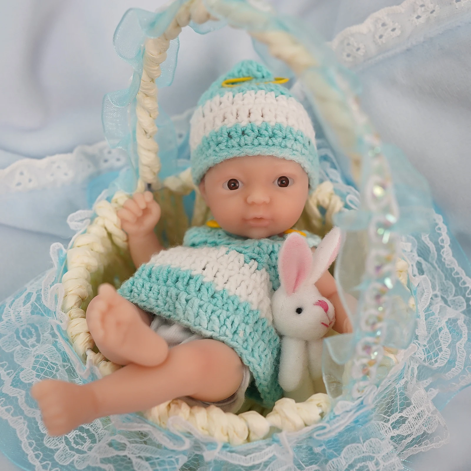 

6" Girl Micro Preemie Full Body Silicone Baby Doll Lifelike Mini Reborn Doll Surprice Children Anti-Stress My Melody