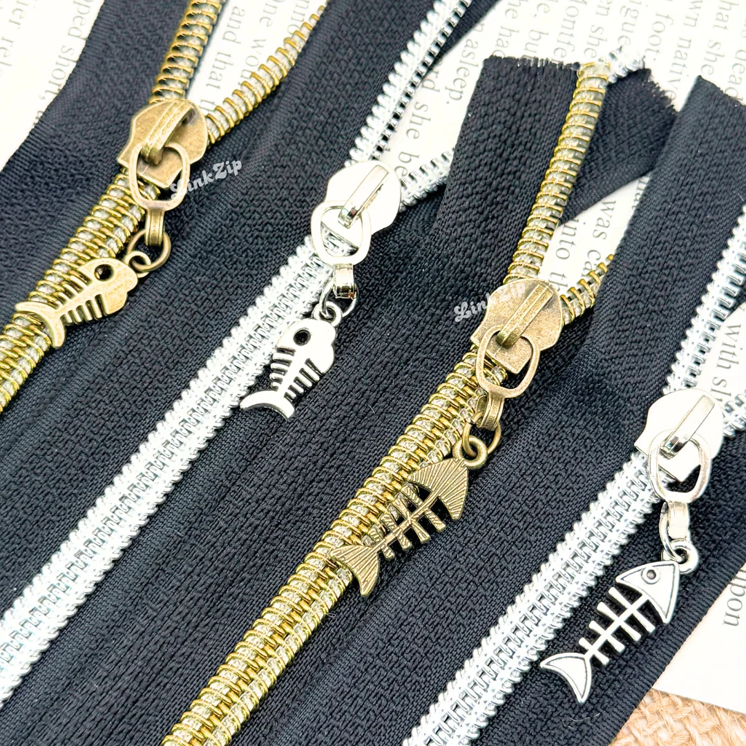 5pcs #5 fishbone zipper pull, suitable for nylon zipper, can be used for sewing bags, clothing, fashion accessories