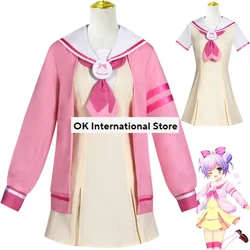 Anime Pripara Manaka Laala Cosplay Costume SoLaMi Smile Childhood Pink School Uniform Coat Yellow Dress Woman Lovely Campus Set