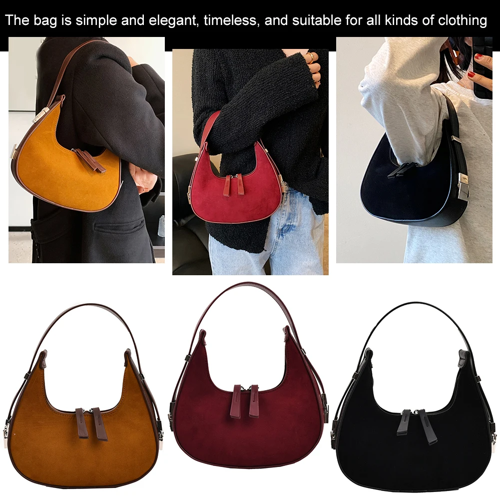 

Women Half Moon Bag Versatile Vintage Shoulder Bag Casual Satchel Hobo Bag Small Armpit Bag Girl Stylish Purse