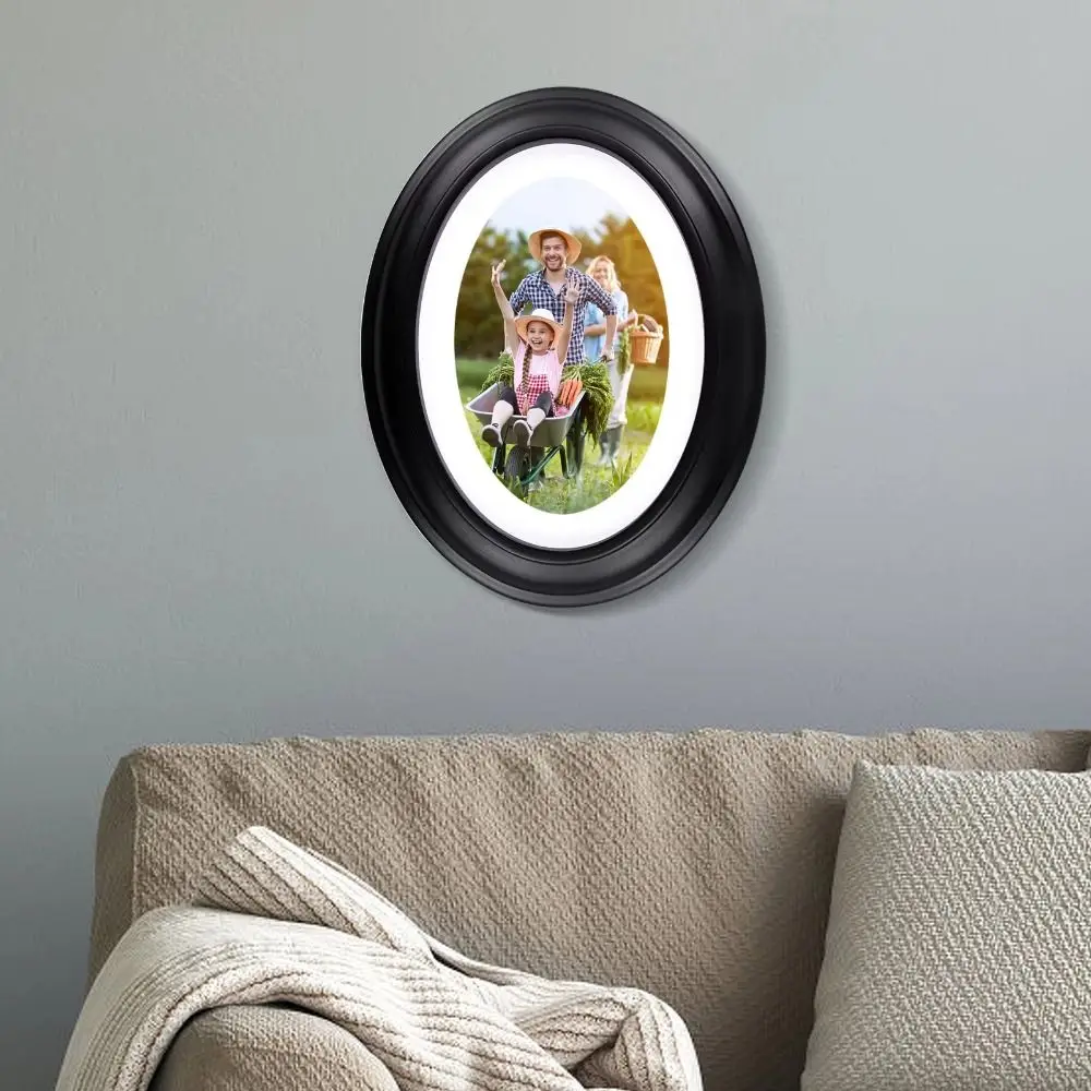 Solid Wood Oval Picture Frame 7/12 Inch Classic Design Wood Picture Frame Oval Shape Wall Mounted Wall-mounted Picture Frames