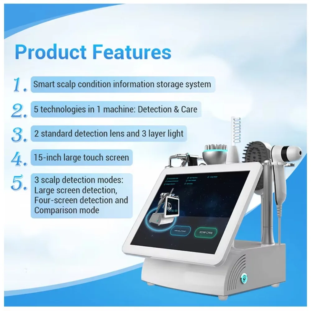 5 in1 Scalp Massage Hair Loss Treatment Growth Hair Analysis Device Hair Analyzer Machine with Comparison Mode Beauty Salon Use