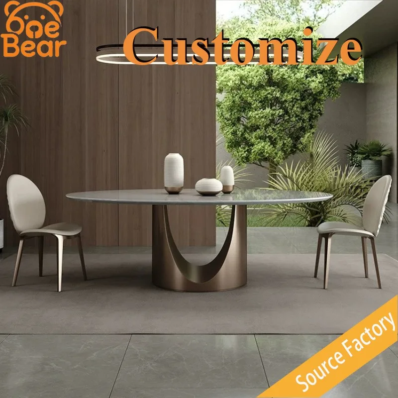 

Reinforced Corner Marble Dining Table, Anti-collision Treatment, Durable for Daily Use