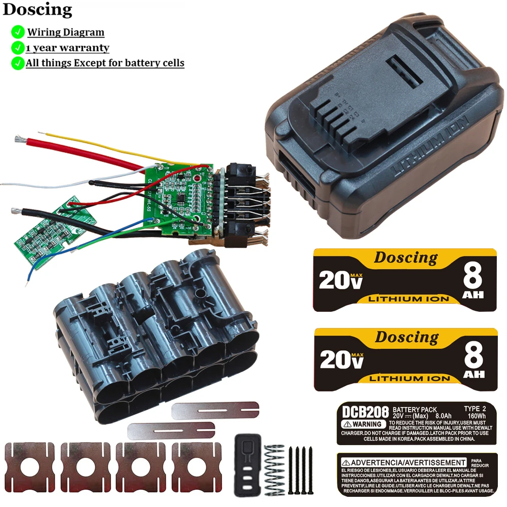 DCB208 10x21700 20V obudowa baterii ochrona ładowania PCB dla elektronarzędzi Dewalt 18V 20V DCB204 DCB200 DIY 8Ah bateria