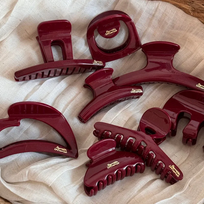 Новогодние крабик для волос красный для женщин, заколки крабы для девочек,зажим для волос женский элегантная заколки для волос краб среднего размера, заколка для волос женская красный краб для волос женский аксессуары