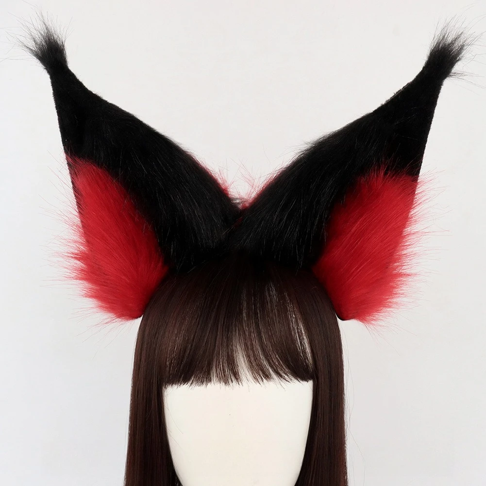 Detachable Cat Ears Headband Handmade Fluffy Faux Fur Beast Ears Hair Hoop Halloween Devil Cosplay Photo Props Costume Accessory