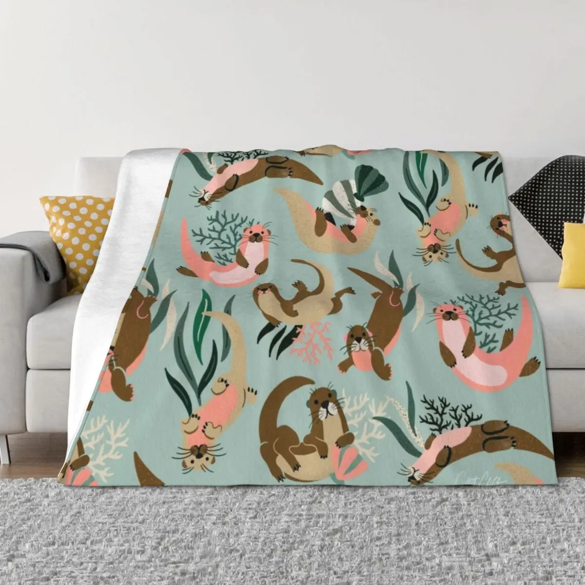 

Otter Collection - Mint Palette Throw Blanket warm for winter Thins Sofa Quilt warm winter Blankets