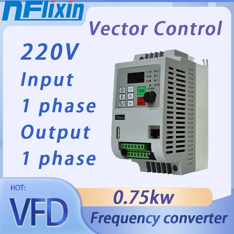 HOT 220V 0.75KW VFD 1P to 1P Inverter Frequency Converter 1P 220V Iuput 220V Output AC Motor