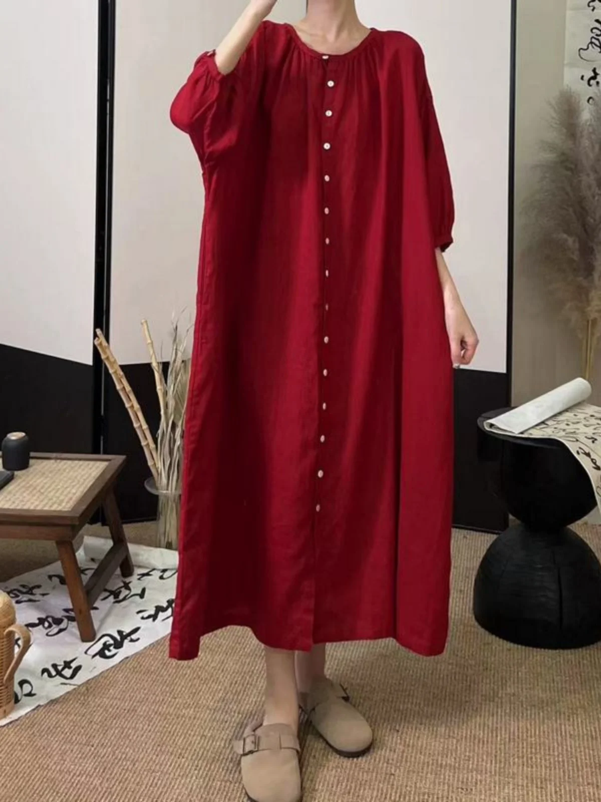 

Женская хлопково-льняная одежда больших размеров ort Sve Dr Ele, корейский Sle, весна-лето, Новое поступление, модная повседневная одежда