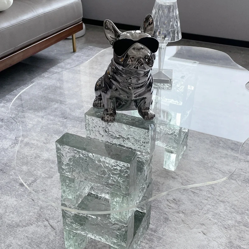 طاولات القهوة الاكريليك الشفافة غير النظامية الشمال الحديثة طاولات القهوة الجانبية الفاخرة مصمم أثاث Koffietafels للمنزل #4
