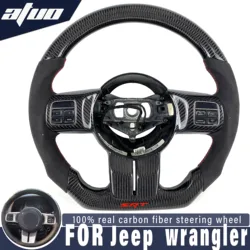 For Jeep Wrangler JK JL 2011 2012 2013 2014 2017 Customized carbon fiber steering wheel LED display Alcantara leather