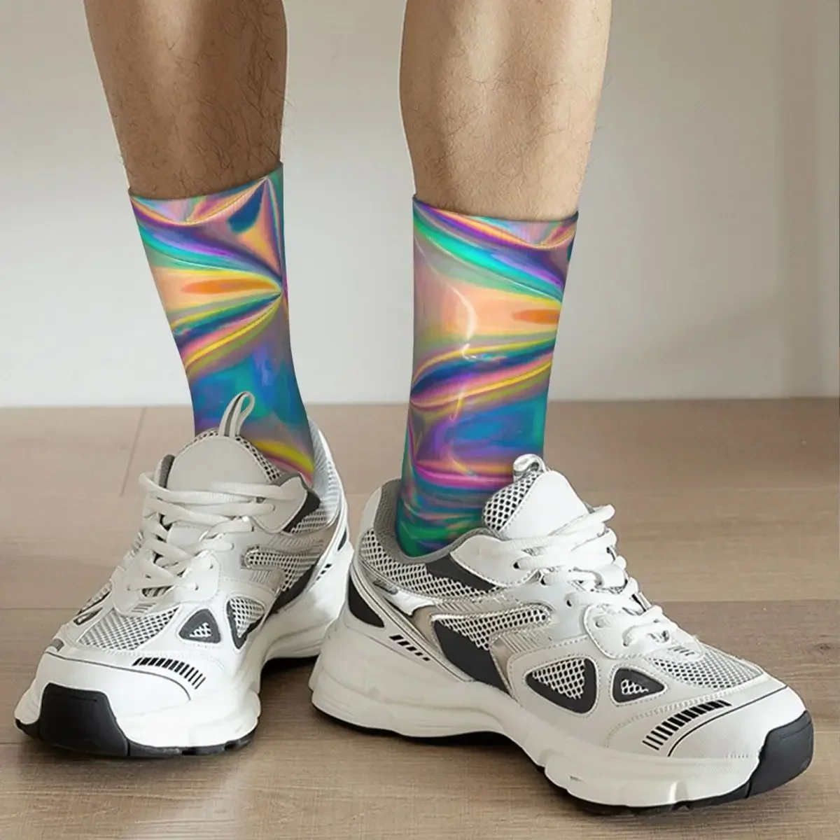 Calcetines holográficos Harajuku, medias largas de alta calidad para todas las estaciones, accesorios para regalos Unisex