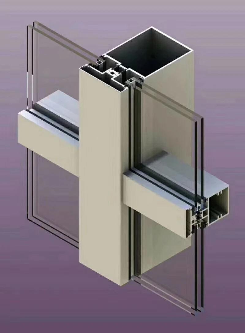 التخصيص المعماري الألومنيوم الستار أقسام الحائط النتوء الملف الشخصي نافذة الألومنيوم Profies مع الستار جدار الملامح #2